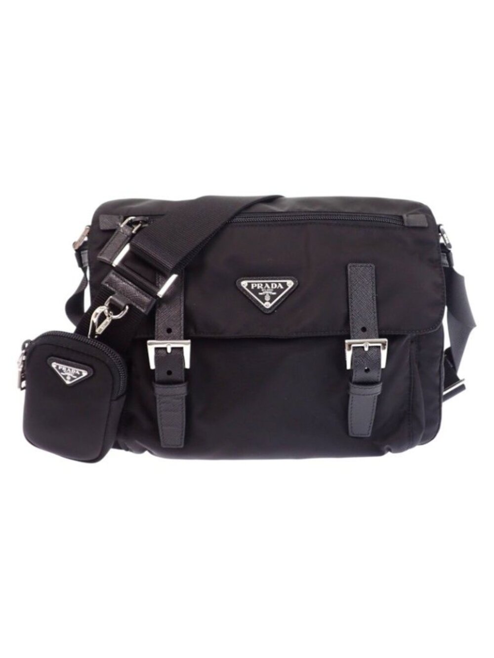 Prada Re-Nylon Shoulder Bag Nylon Black Silver